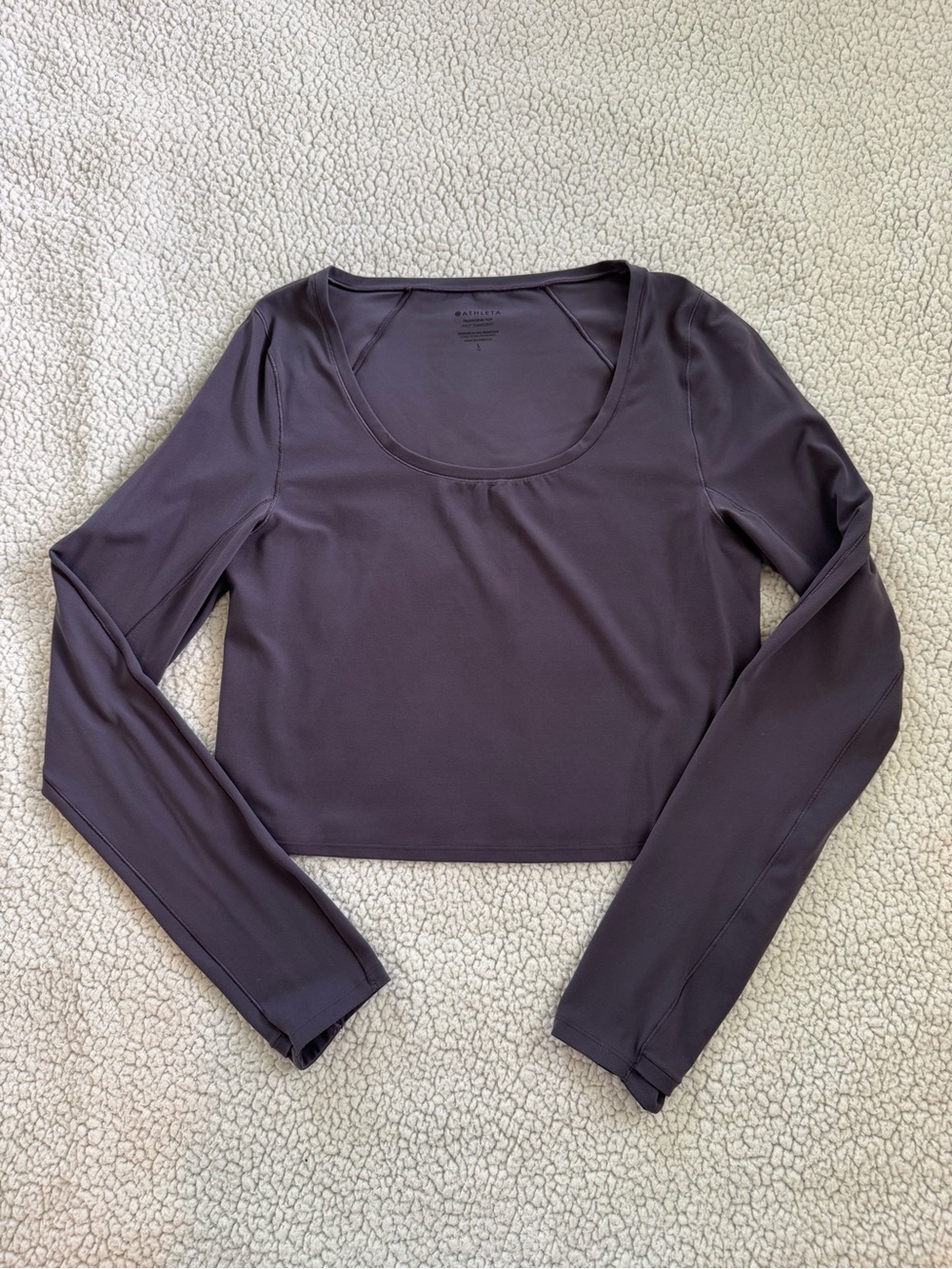 Athleta Dark Plum Long Sleeve Scoop Neck Crop Top
